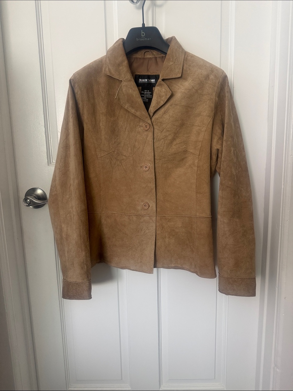 Brandon Thomas Tan Suede Button-Front Jacket